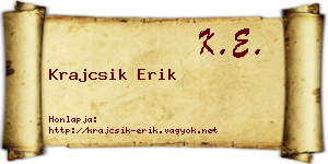 Krajcsik Erik névjegykártya